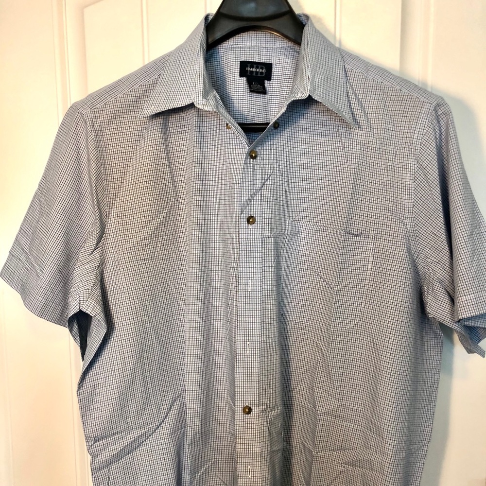 Harbor Bay sport shirt, black & blue plaid